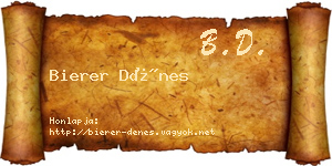 Bierer Dénes névjegykártya